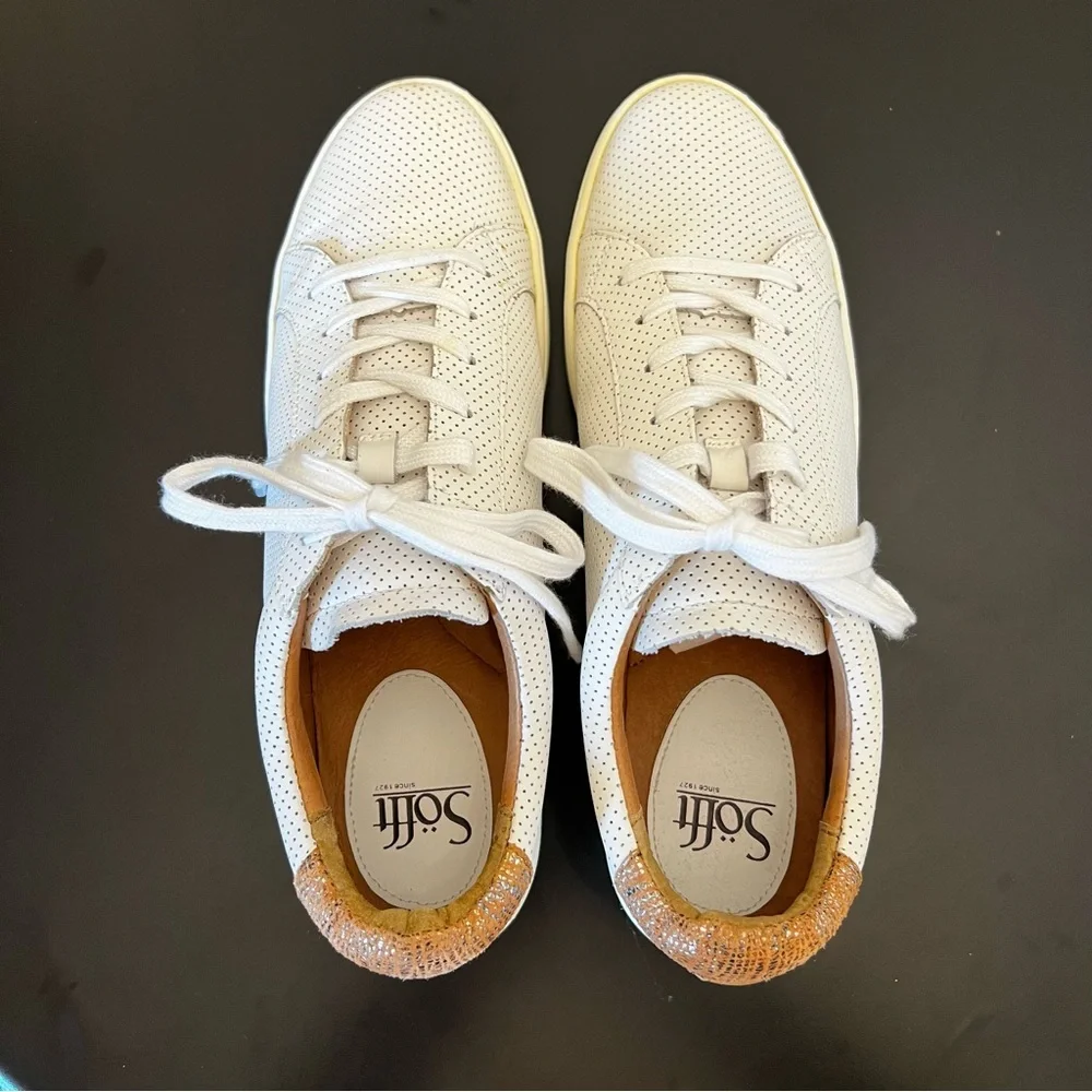 Sofft White Somers Tie Perforated Sneaker 10 - Picture 2 of 11
